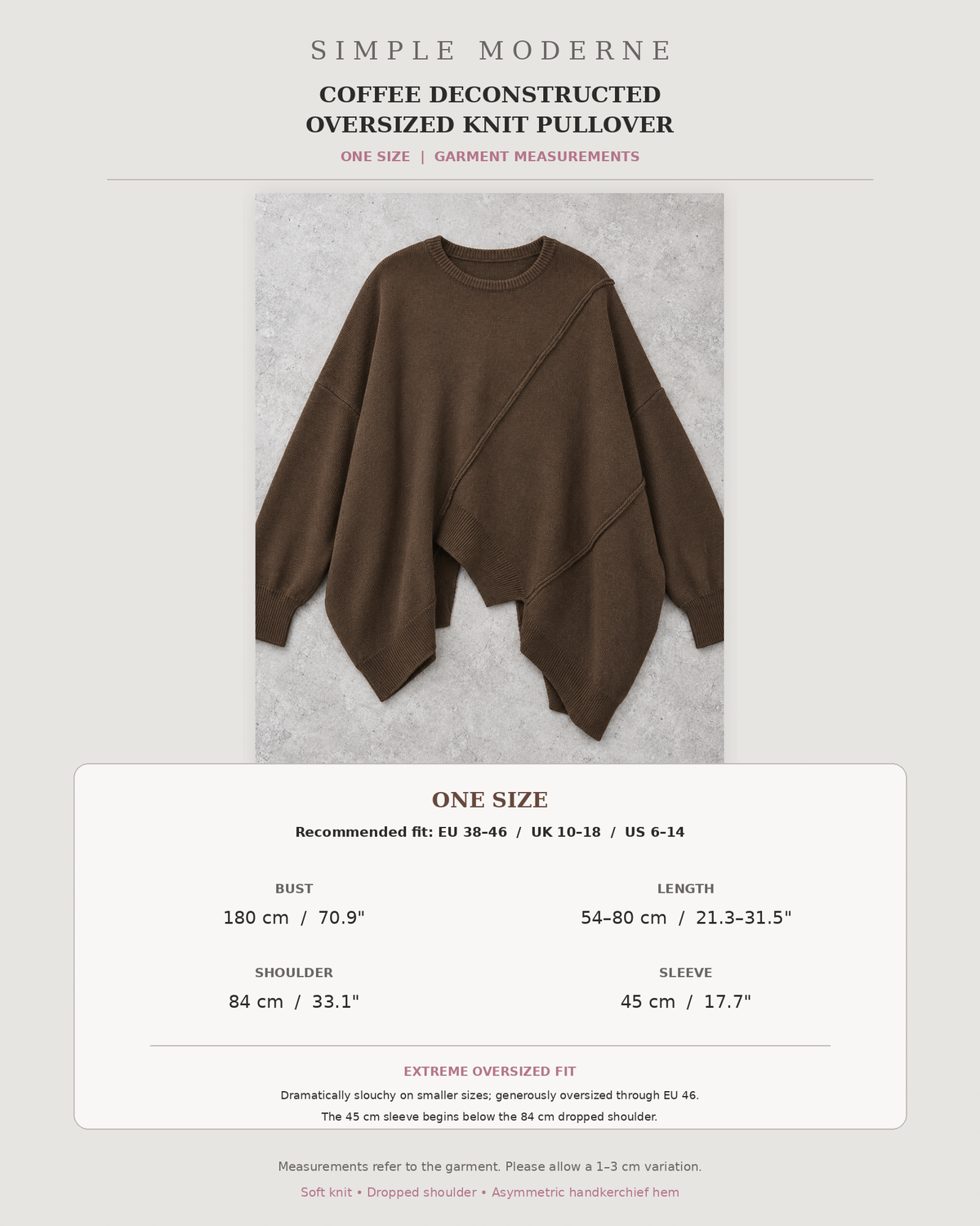 Coffee Deconstructed Oversized Knit Pullover-SimpleModerne