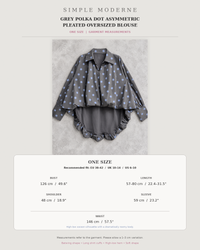 Grey Polka Dot Asymmetric Pleated Oversized Blouse-SimpleModerne