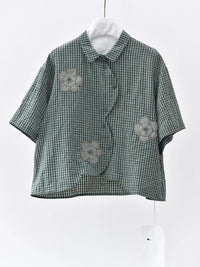 Japanese Inspired Textured Check Shirt-SimpleModerne