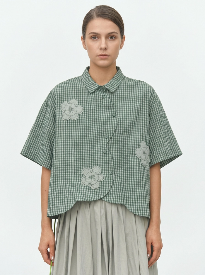 Japanese Inspired Textured Check Shirt-SimpleModerne