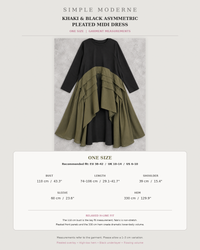 Khaki & Black Asymmetric Pleated Midi Dress-SimpleModerne