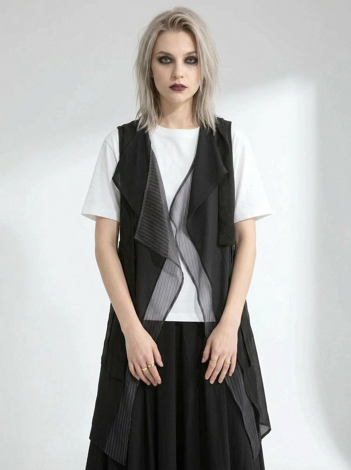 Layered Asymmetric Vest – Minimal Goth Utility-SimpleModerne