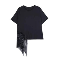 Minimalist Gothic Fringe T-Shirt – Casual Edge Statement Top-SimpleModerne