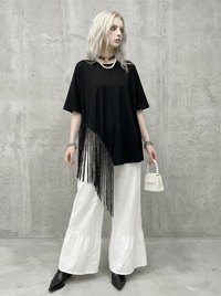 Minimalist Gothic Fringe T-Shirt – Casual Edge Statement Top-SimpleModerne