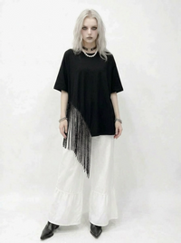 Minimalist Gothic Fringe T-Shirt – Casual Edge Statement Top-SimpleModerne