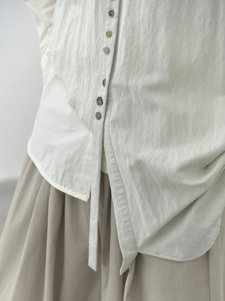 Natural Asymmetrical Button Vest-SimpleModerne