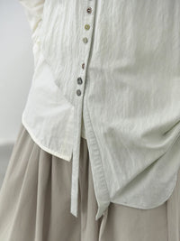 Natural Asymmetrical Button Vest-SimpleModerne
