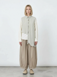 Natural Asymmetrical Button Vest-SimpleModerne