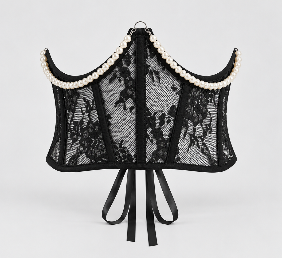 Pearl Lace Corset White Belt-SimpleModerne