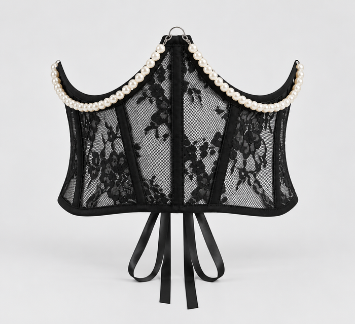 Pearl Lace Corset White Belt-SimpleModerne