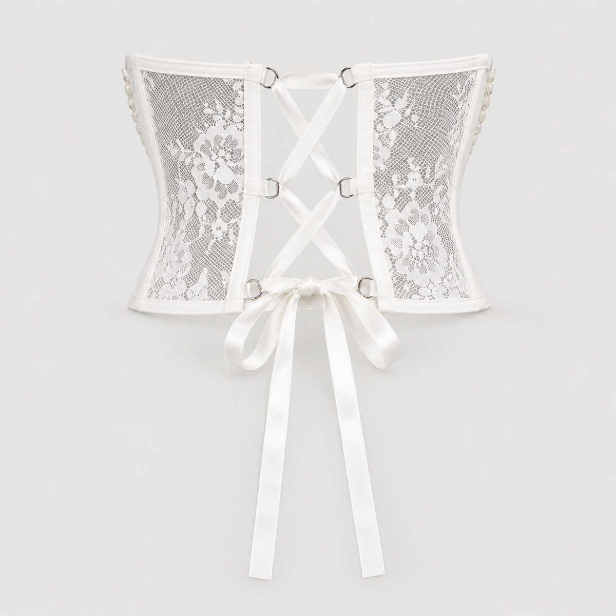 Pearl Lace Corset White Belt-SimpleModerne