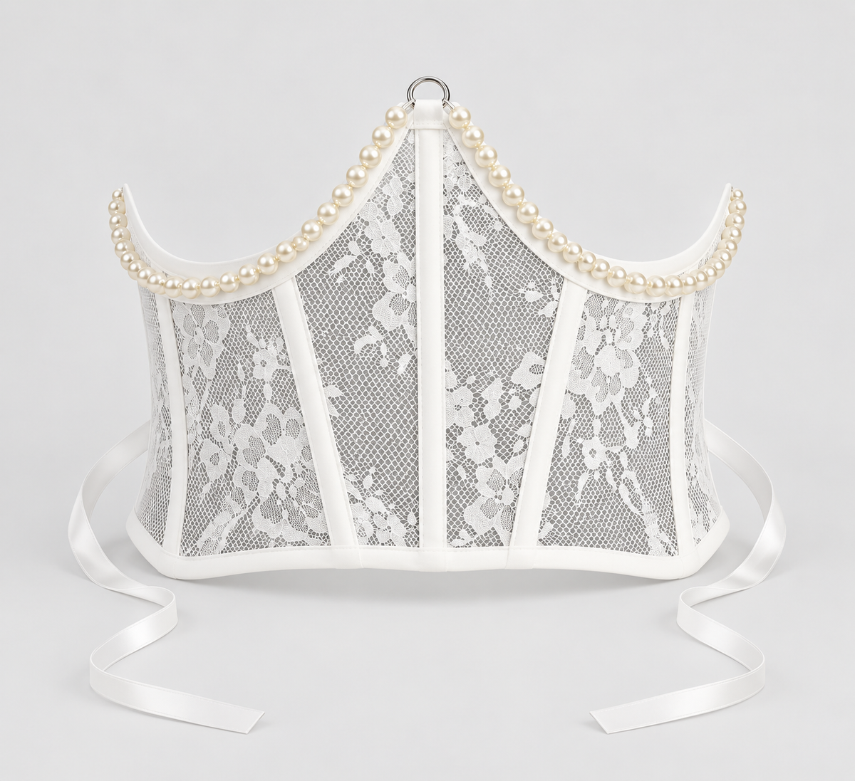 Pearl Lace Corset White Belt-SimpleModerne