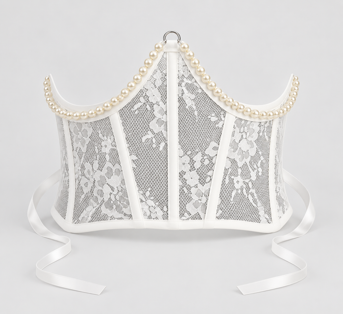 Pearl Lace Corset White Belt-SimpleModerne