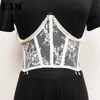 Pearl Lace Corset Black Belt-SimpleModerne