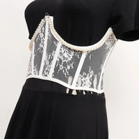 Pearl Lace Corset Black Belt-SimpleModerne