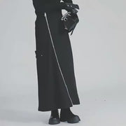 Asymmetrischer Midirock mit Reißverschluss – Edgy Black