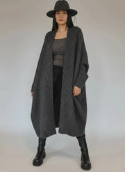 Oversized Knit Cardigan — Cool Charcoal Gray