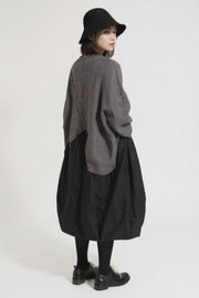 Asymmetrical Hem Oversized Knit Sweater – Gray | Casual Minimal Goth