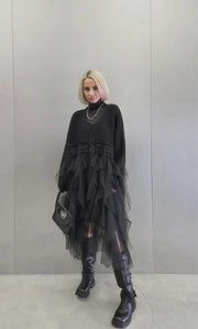 Re-launch Casual Minimal Goth Maxi Cardigan