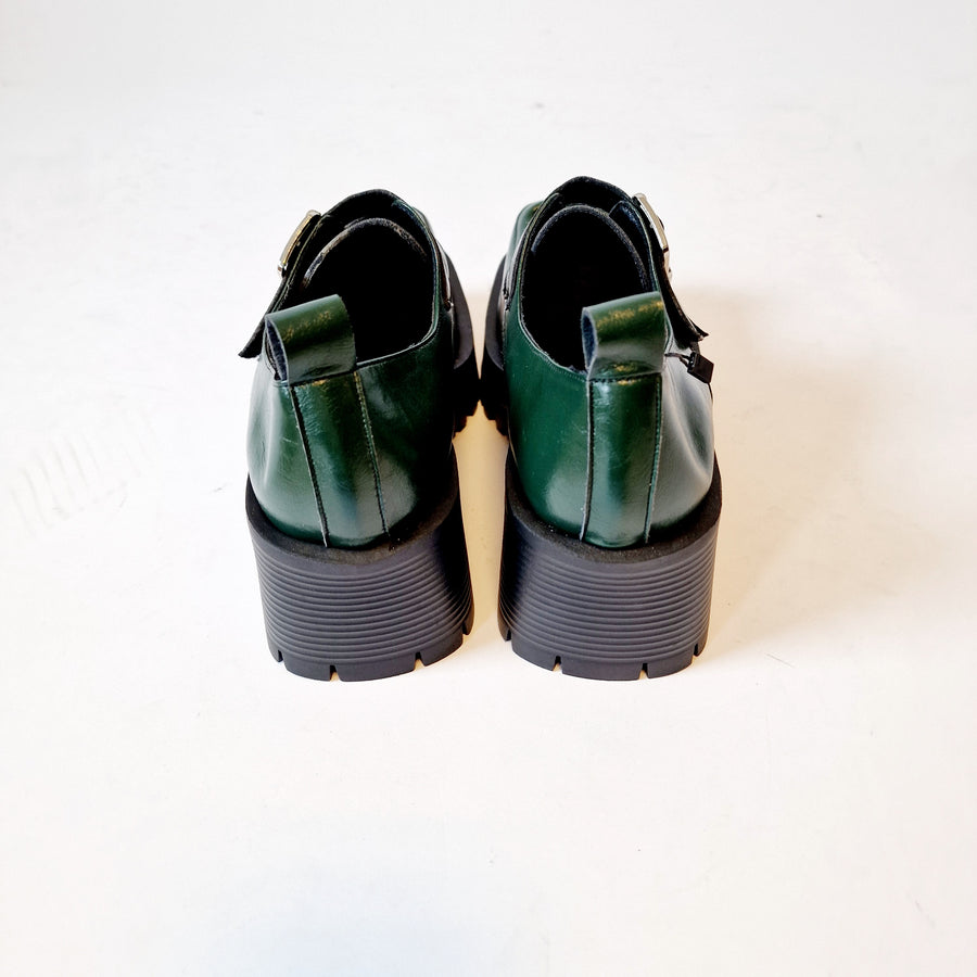 Casual Minimal Goth Dusk Green Chunky Shoes-SimpleModerne