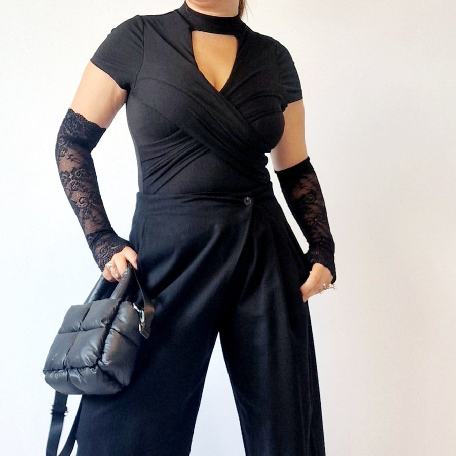 Casual Minimal Goth Bodysuit-SimpleModerne