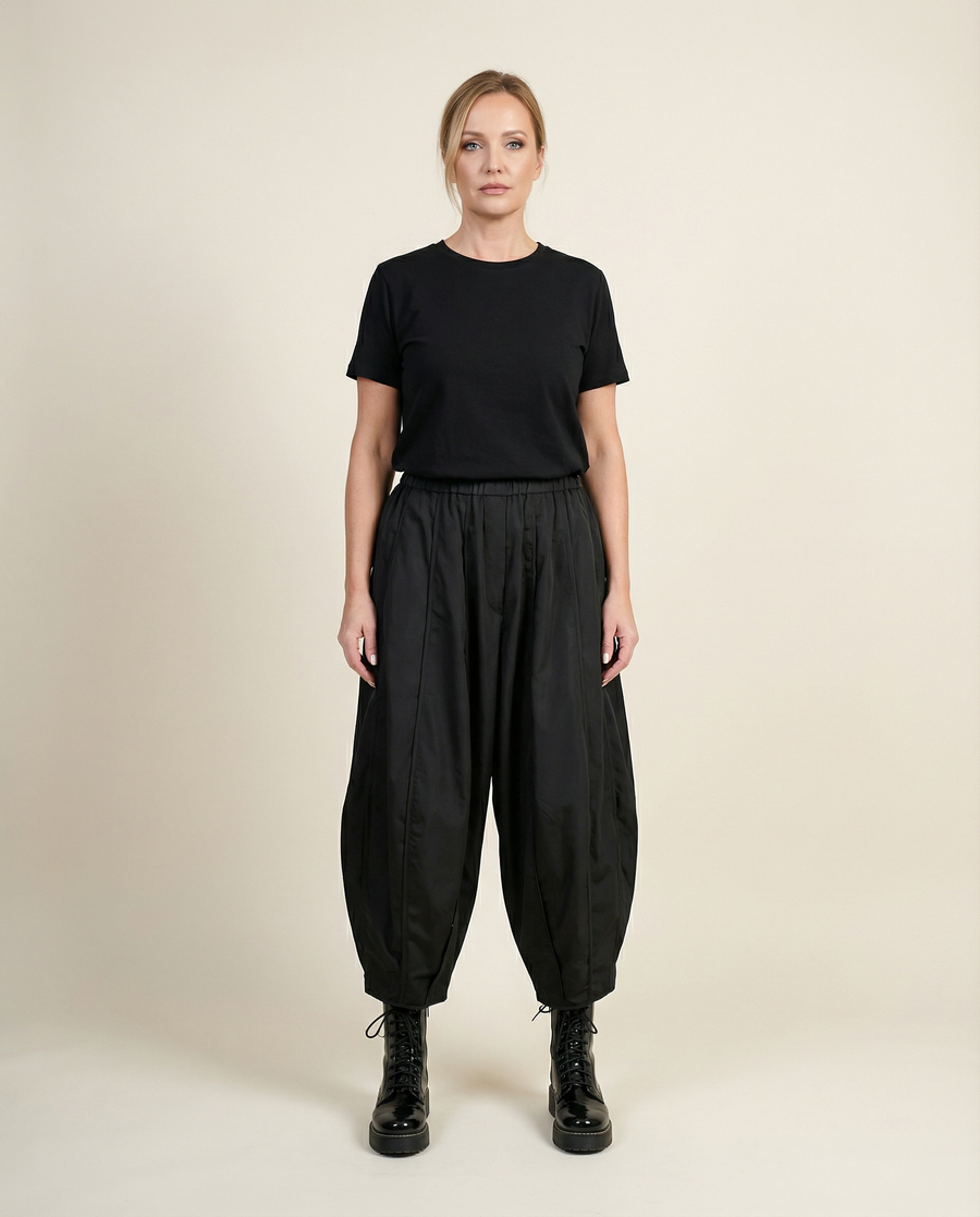 Bold Design Balloon Trousers with Relaxed Fit and Pleated Details