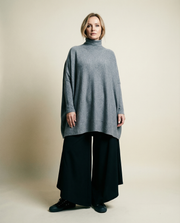 Basic Oversize Fit Gray Pullover for Office