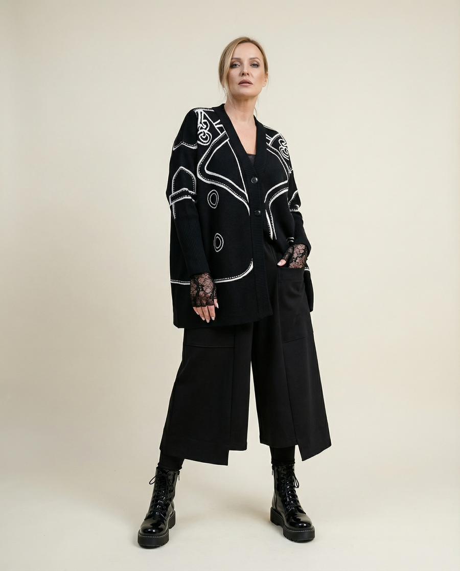 Limited Edition Clown Print Open Cardigan - Oversized Loose Fit, Unique Statement Piece