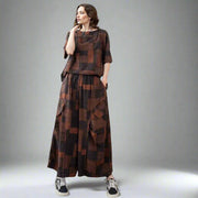 Patchwork Earth-Tone Two-Piece Set-SimpleModerne