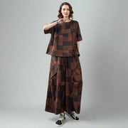 Patchwork Earth-Tone Two-Piece Set-SimpleModerne