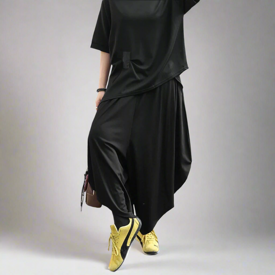 Asymmetrical Wide-Leg Harem Pants-SimpleModerne