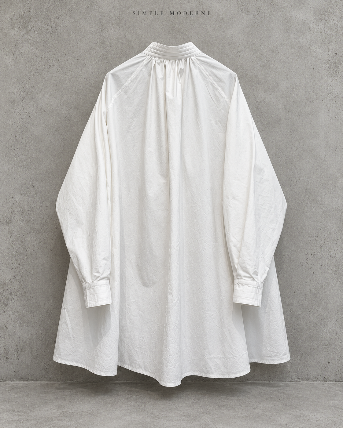 White Oversized Japanese A-Line Shirt Dress-SimpleModerne