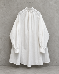 White Oversized Japanese A-Line Shirt Dress-SimpleModerne