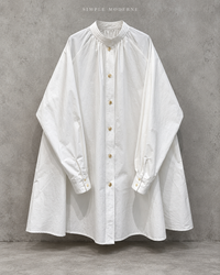 White Oversized Japanese A-Line Shirt Dress-SimpleModerne