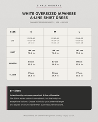 White Oversized Japanese A-Line Shirt Dress-SimpleModerne