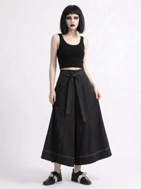 Wide-Leg Capri Culottes with Belt Detail-SimpleModerne