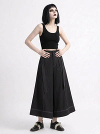 Wide-Leg Capri Culottes with Belt Detail-SimpleModerne