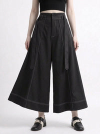 Wide-Leg Capri Culottes with Belt Detail-SimpleModerne