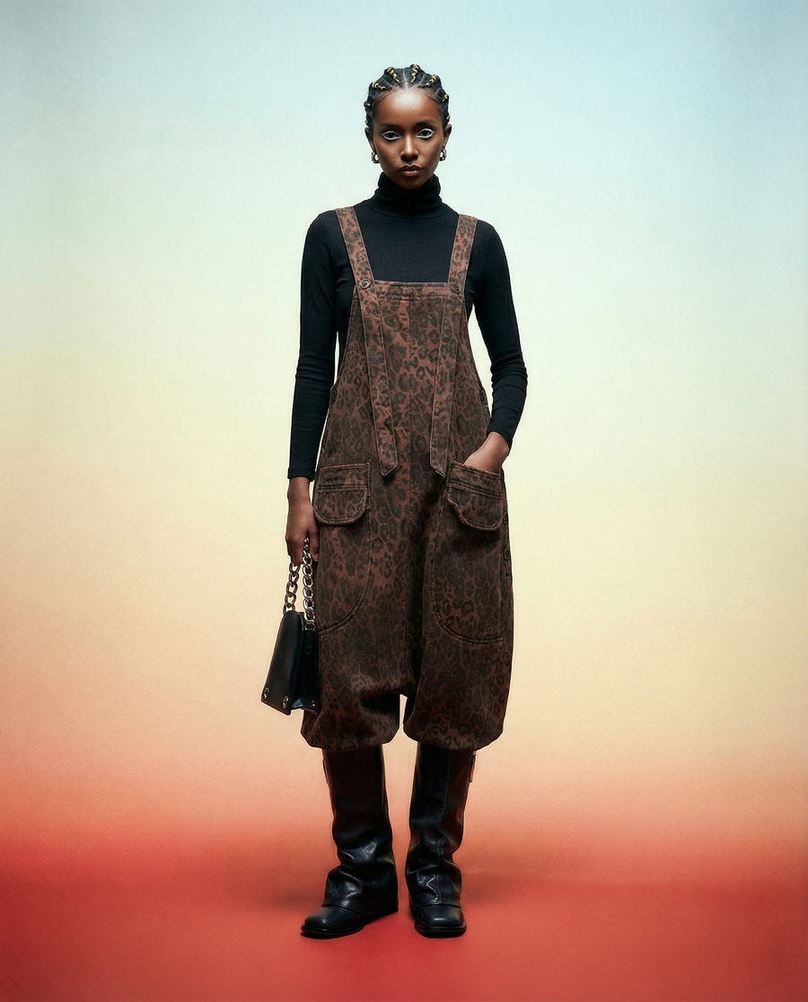 Bold and Elegant Leopard Print Jumpsuit with Relaxed Fit-SimpleModerne