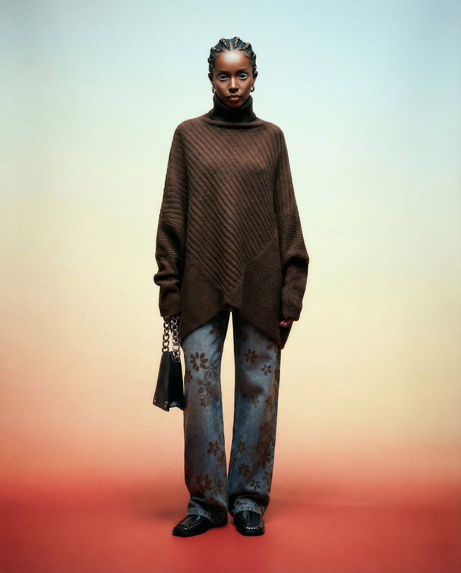 Batwing Turtleneck Knit Sweater-SimpleModerne