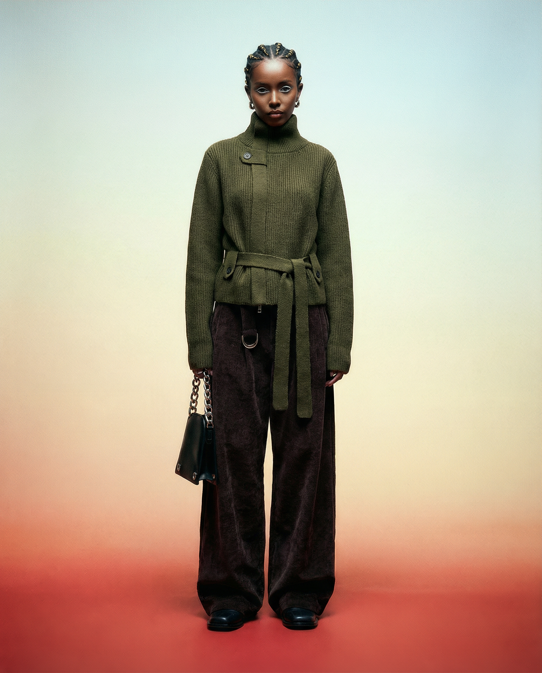 Belted Turtleneck Knit Sweater – Minimal Knit in 3 Neutral Tones-SimpleModerne