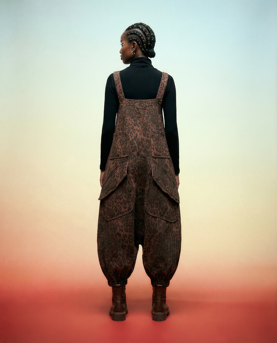 Bold and Elegant Leopard Print Jumpsuit with Relaxed Fit-SimpleModerne