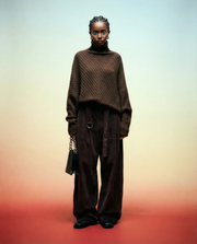 High-Waist Velvet Wide-Leg Trousers – Black / Coffee