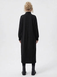 Zip It Black Turtleneck Pullover Dress-SimpleModerne