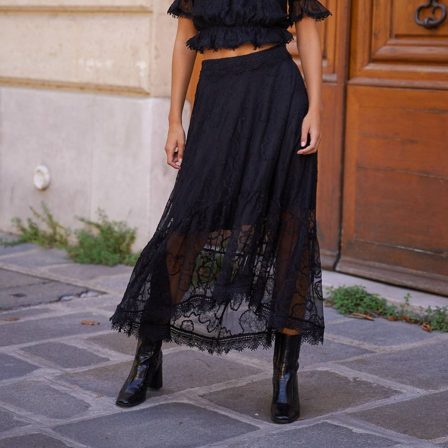 Romantic Goth Style Maxi Skirt-SimpleModerne
