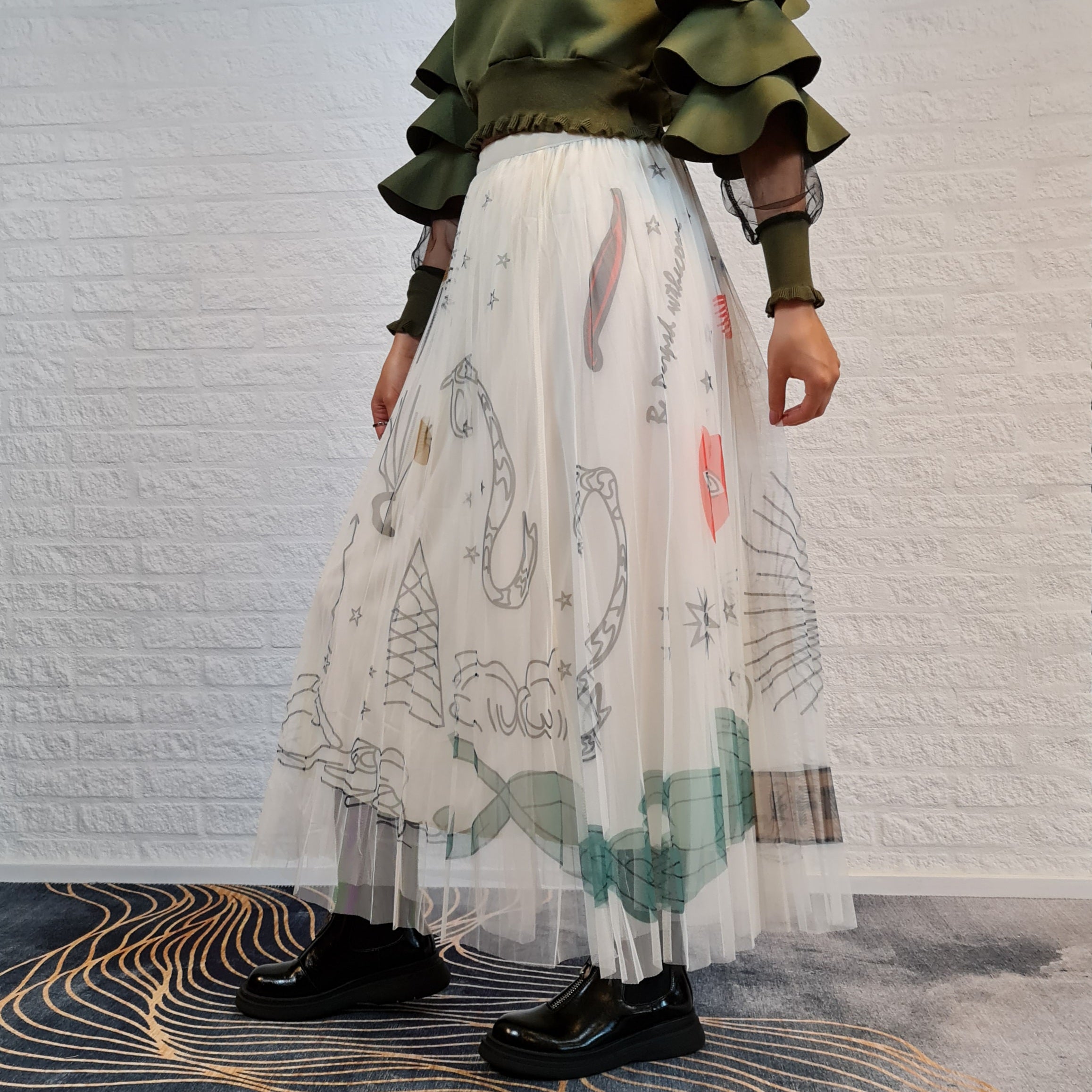 Simple Moderne SauleDu Layered Tulle Apricot Skirt-SimpleModerne
