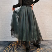 Casual Minimal Goth Rukas Layered Tulle Skirt-SimpleModerne