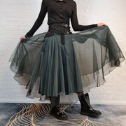 Casual Minimal Goth Rukas Layered Tulle Skirt-SimpleModerne