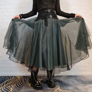 Casual Minimal Goth Rukas Layered Tulle Skirt-SimpleModerne