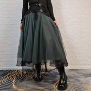Casual Minimal Goth Rukas Layered Tulle Skirt-SimpleModerne